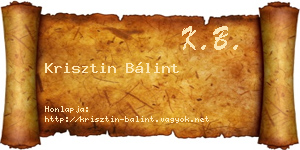 Krisztin Bálint névjegykártya